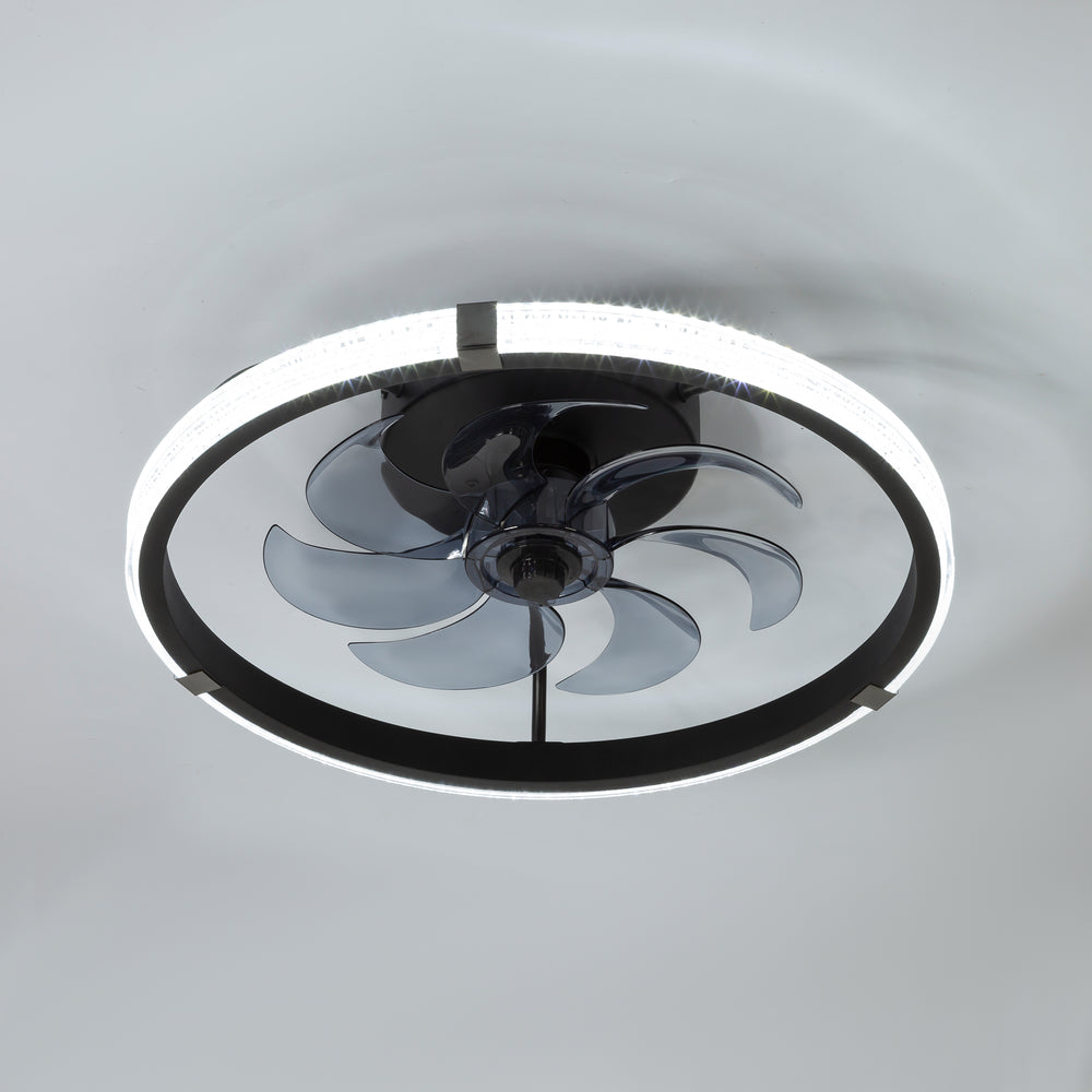 20" Low Profile Flush Mount Ceiling Fans with Lights, Modern Small Caged Ceiling Fan Remote Control, Reversible DC Motor, Fandelier Ceiling Fan Light for Bedroom Living Room Home