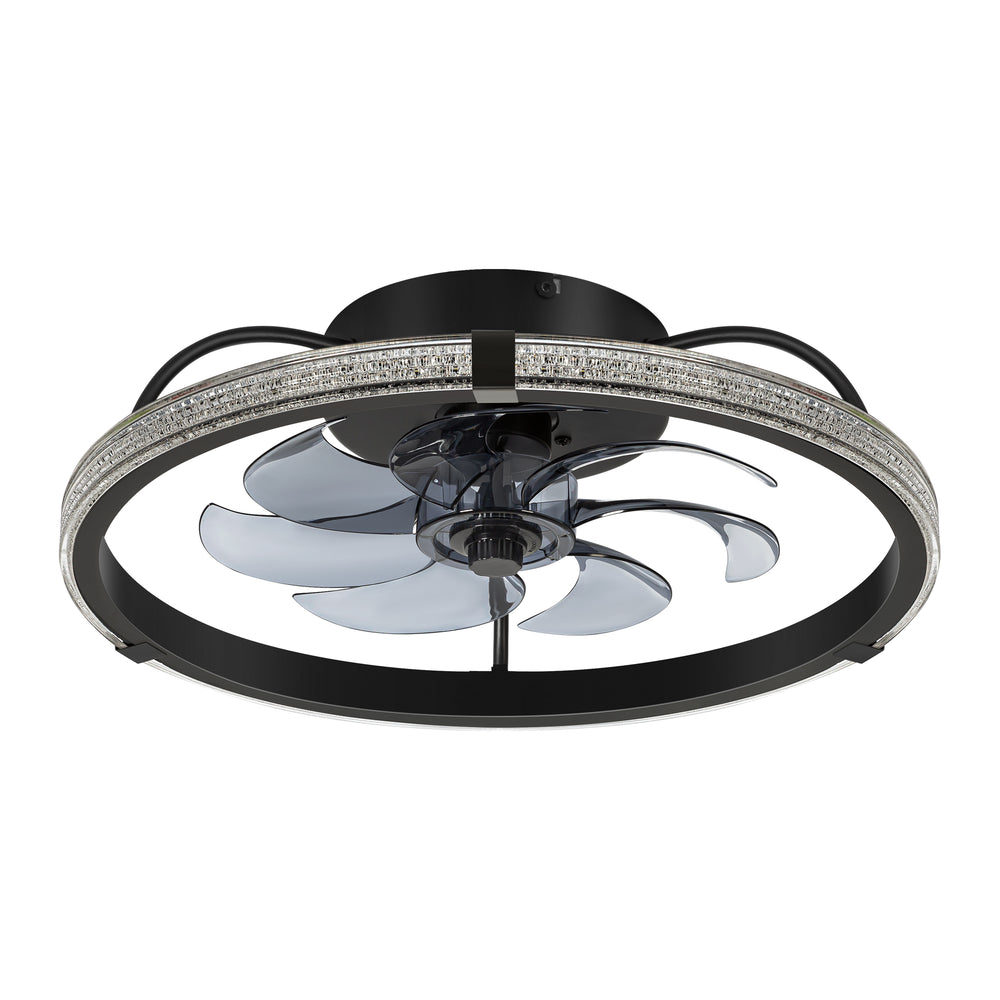 20" Low Profile Flush Mount Ceiling Fans with Lights, Modern Small Caged Ceiling Fan Remote Control, Reversible DC Motor, Fandelier Ceiling Fan Light for Bedroom Living Room Home