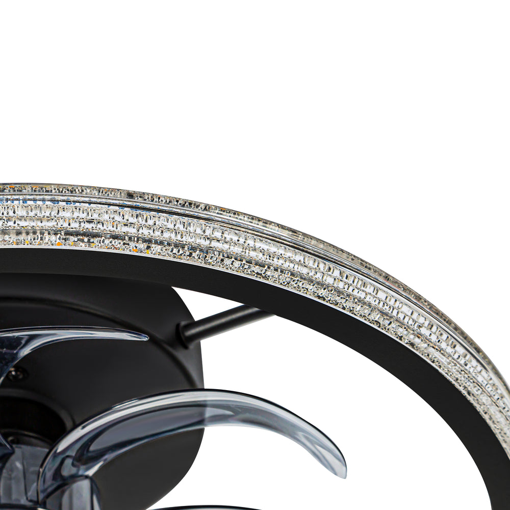 20" Low Profile Flush Mount Ceiling Fans with Lights, Modern Small Caged Ceiling Fan Remote Control, Reversible DC Motor, Fandelier Ceiling Fan Light for Bedroom Living Room Home