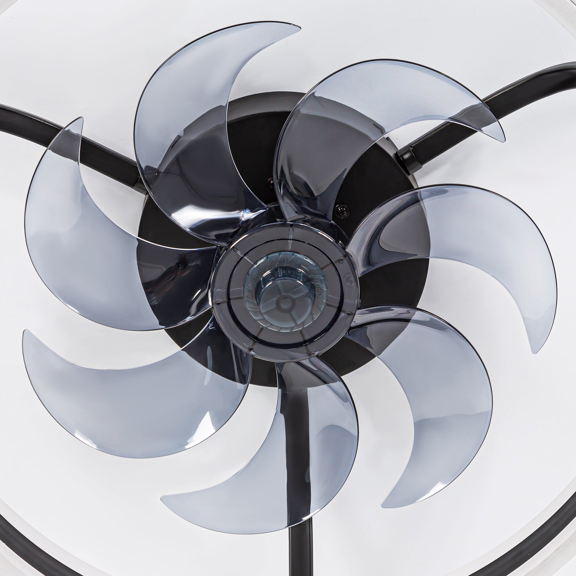 Liron enclosed ceiling fan with seven curved fan blades