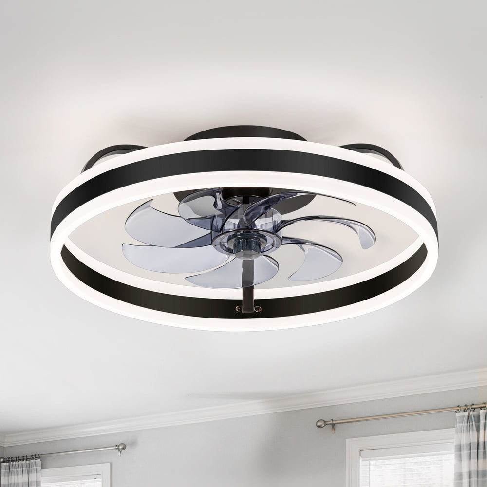 20-in 7-Blade Enclosed Flush Mount  LED Ceiling Fan with Light and Remote