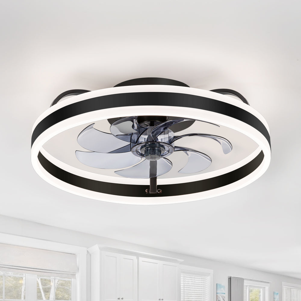 20-in 7-Blade Enclosed Flush Mount  LED Ceiling Fan with Light and Remote