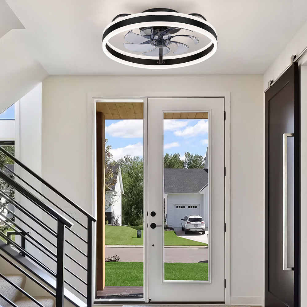 20-in 7-Blade Enclosed Flush Mount  LED Ceiling Fan with Light and Remote