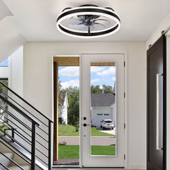 20 Inch 7-Blade Enclosed Flush Mount  LED Ceiling Fan with Light and Remote