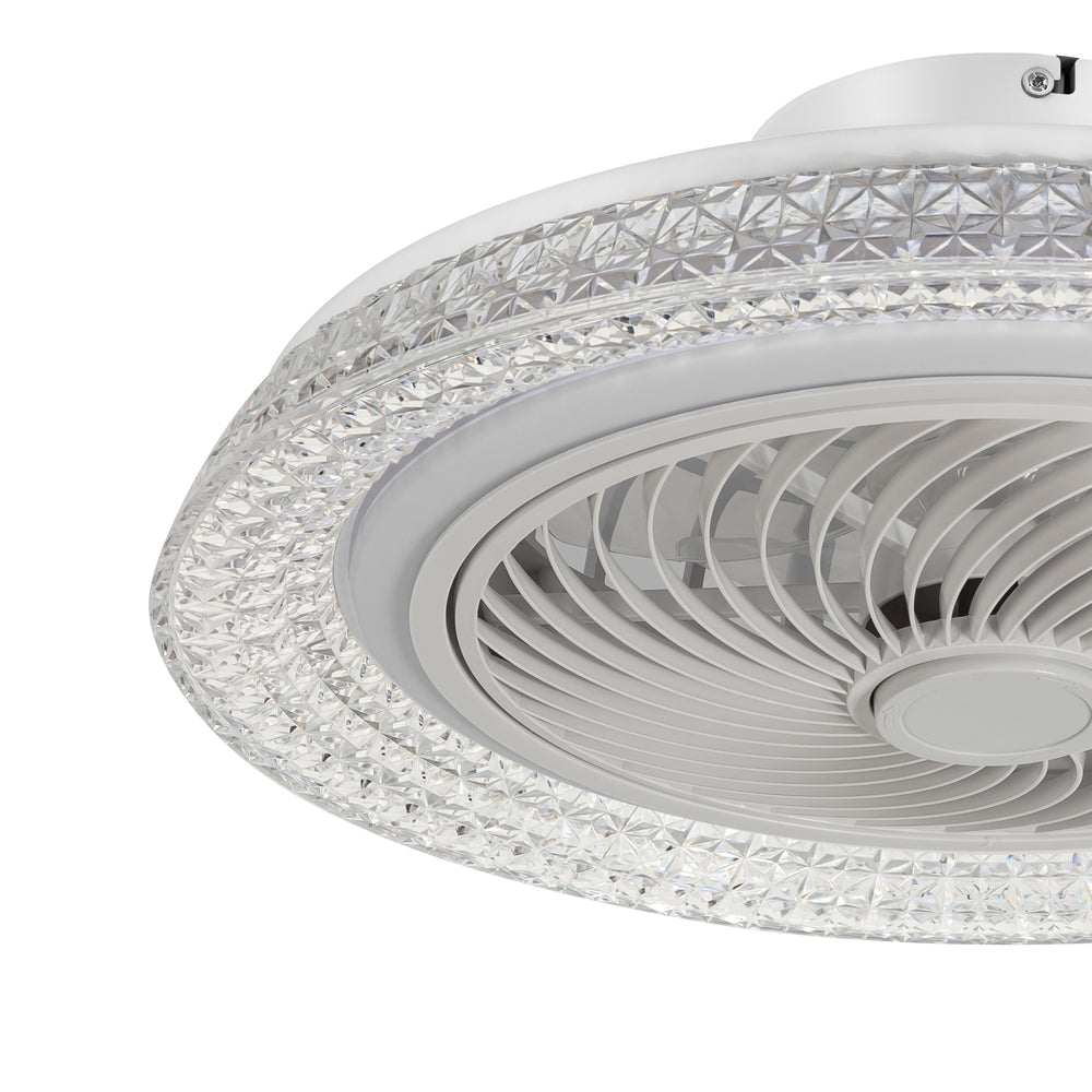 18" Smart RGB Dimmable LED Enclosed Ceiling Fan with Light Remote (5-Blade)