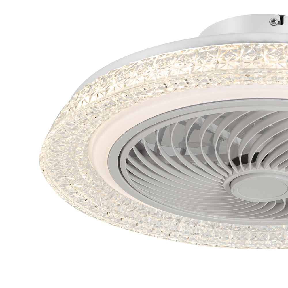 18" Smart RGB Dimmable LED Enclosed Ceiling Fan with Light Remote (5-Blade)