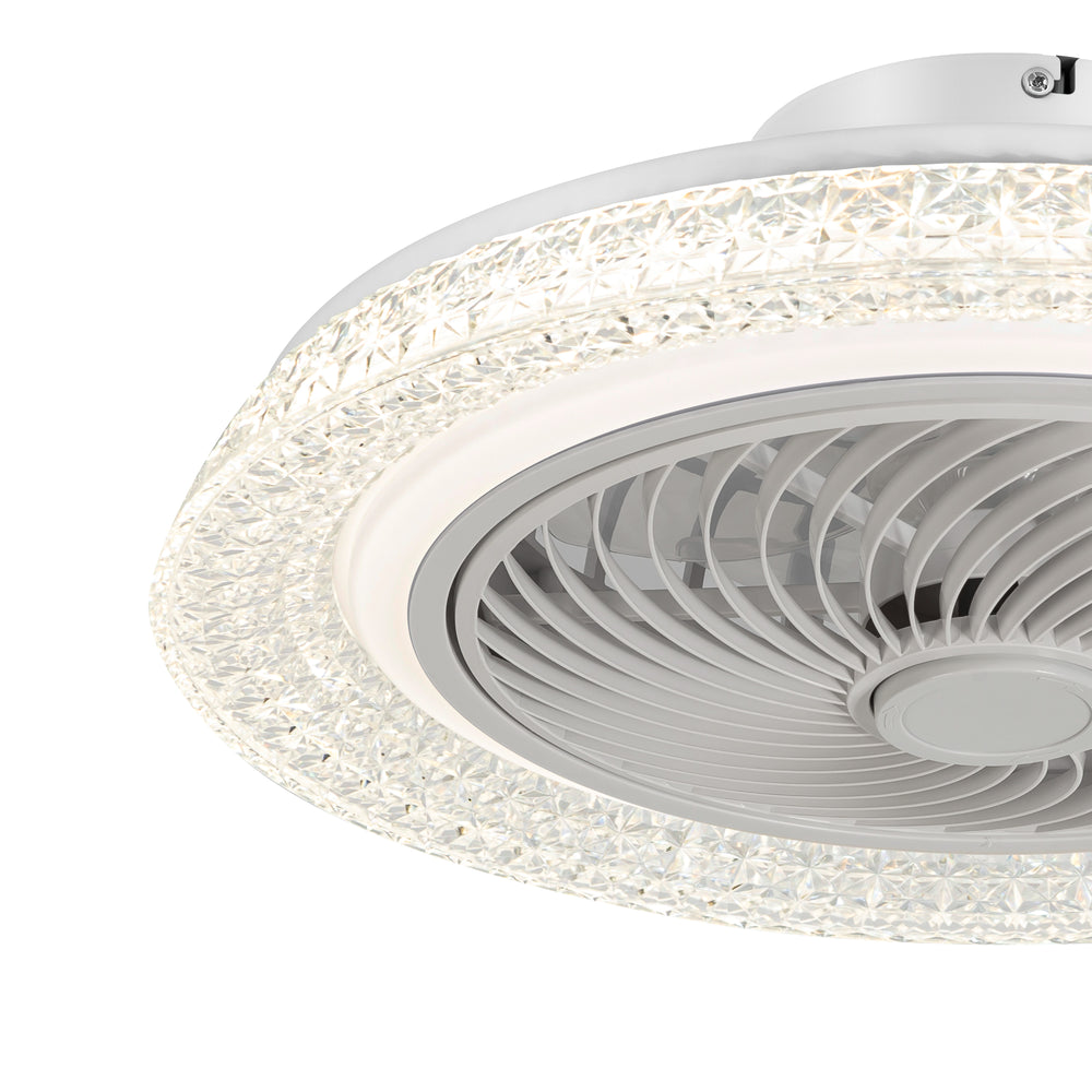 18" Smart RGB Dimmable LED Enclosed Ceiling Fan with Light Remote (5-Blade)