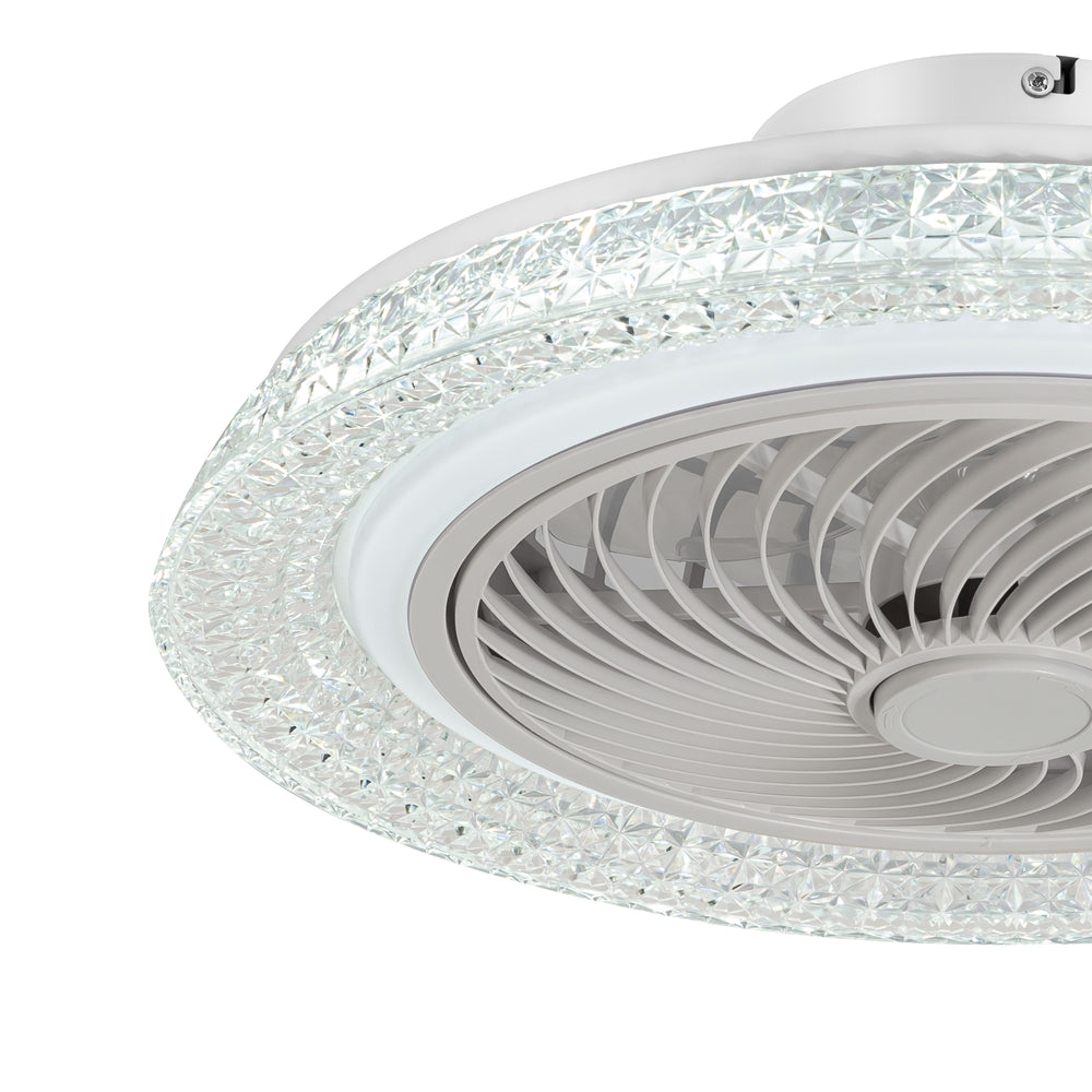 18" Smart RGB Dimmable LED Enclosed Ceiling Fan with Light Remote (5-Blade)