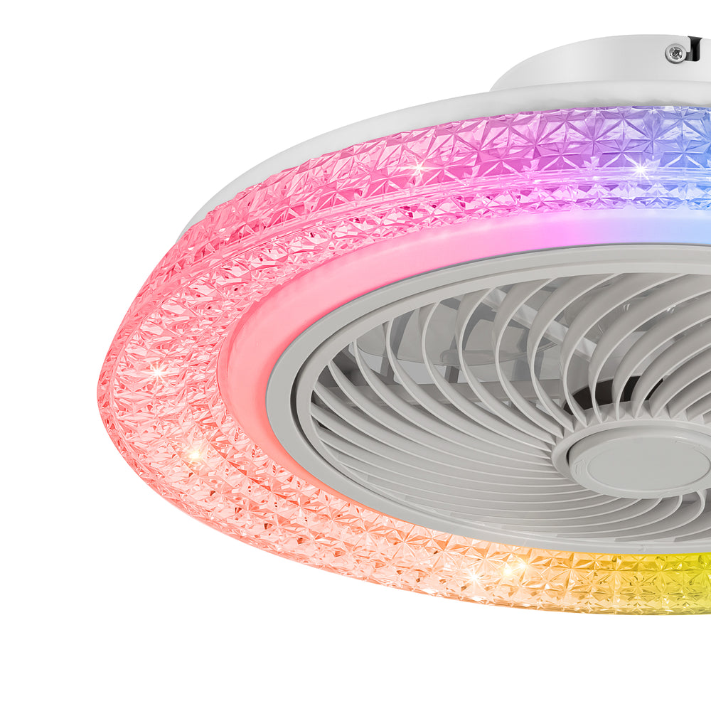 18" Smart RGB Dimmable LED Enclosed Ceiling Fan with Light Remote (5-Blade)