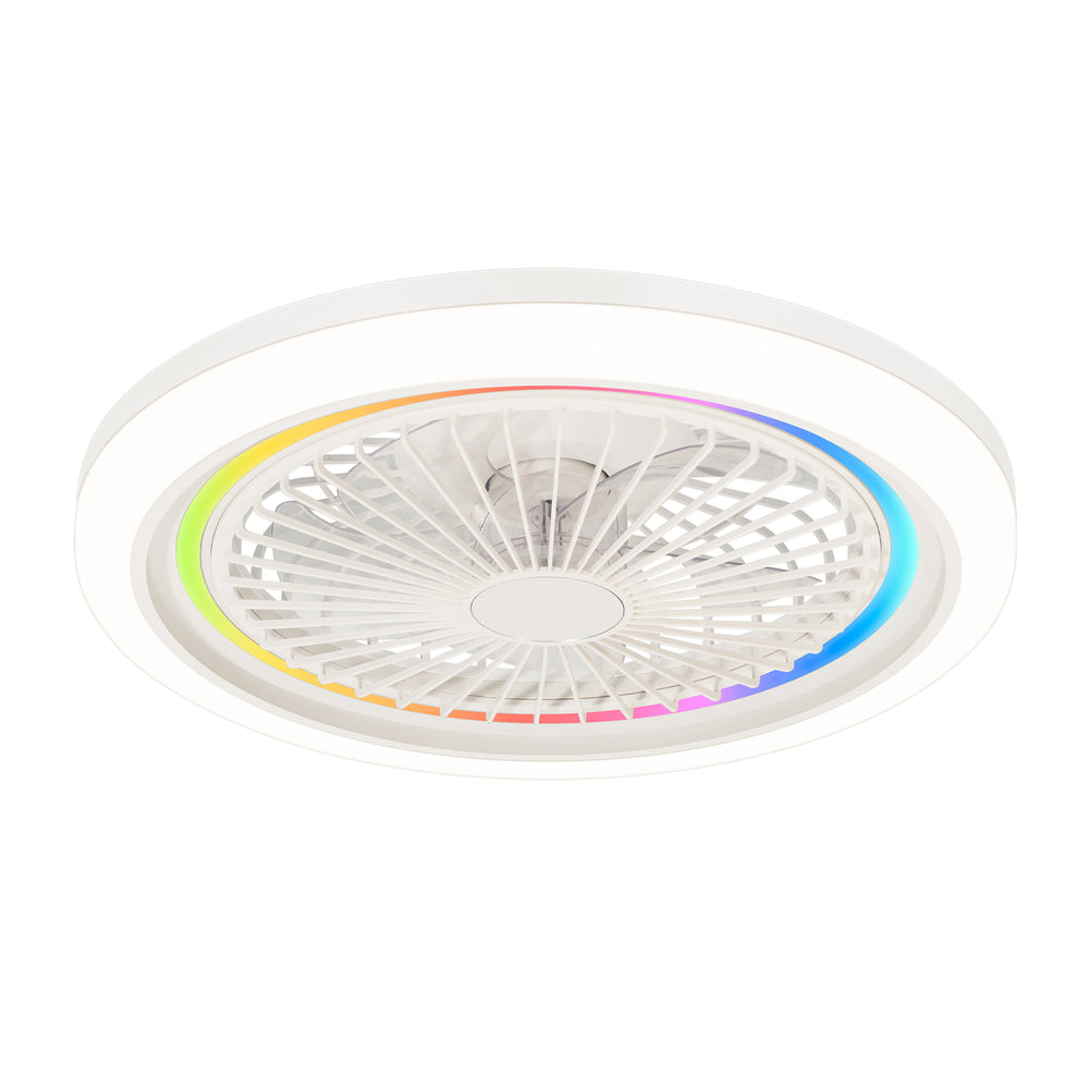 19-in Modern Smart RGB Flush Mount Ceiling Fan with Dimmable Light(5-Blade)