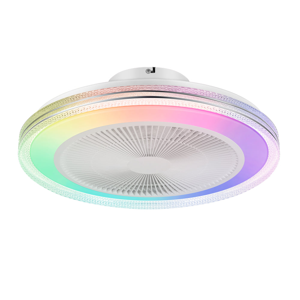 20-in Modern Smart RGB Flush Mount Ceiling Fan with Dimmable Light(5-Blade)