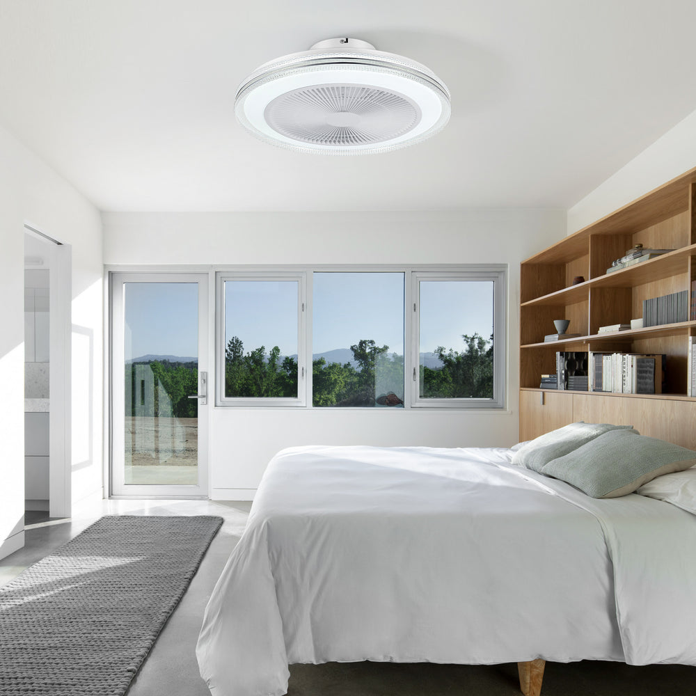 20-in Modern Smart RGB Flush Mount Ceiling Fan with Dimmable Light(5-Blade)