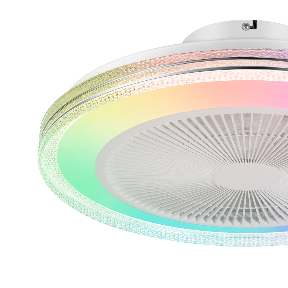 20-in Modern Smart RGB Flush Mount Ceiling Fan with Dimmable Light(5-Blade)