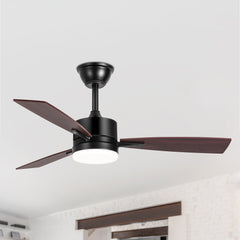 42 Inch 3-Blade LED Ceiling Fan with Light and Remote,5in and 10in Downrod included