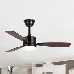 42-inch 3-Blade LED Ceiling Fan with Light and Remote,5" and 10" Downrod included