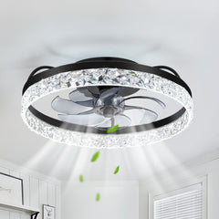 20 Inch 7-Blade Enclosed Flush Mount  LED Ceiling Fan with Light and Remote