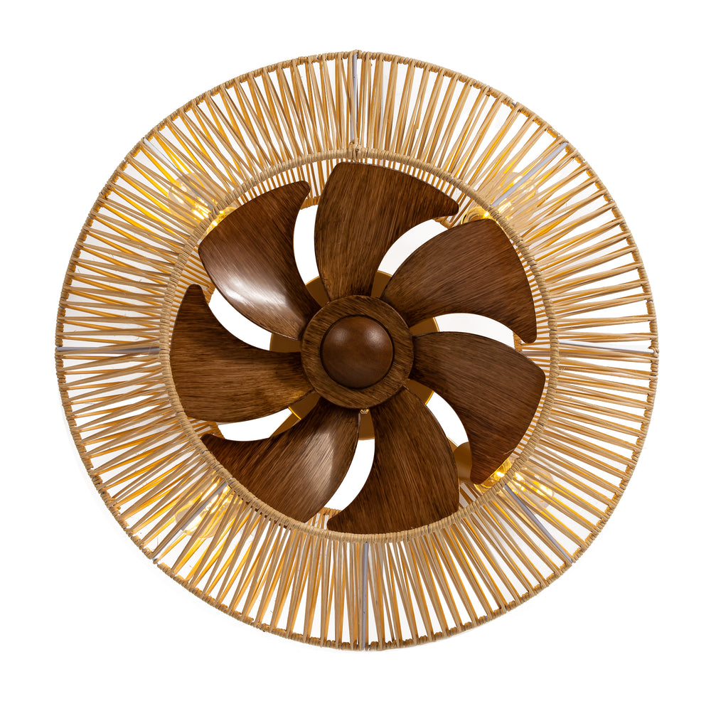 19-in Boho Flush Mount Ceiling Fans with Light Remote Flush Mount(7-Blade)