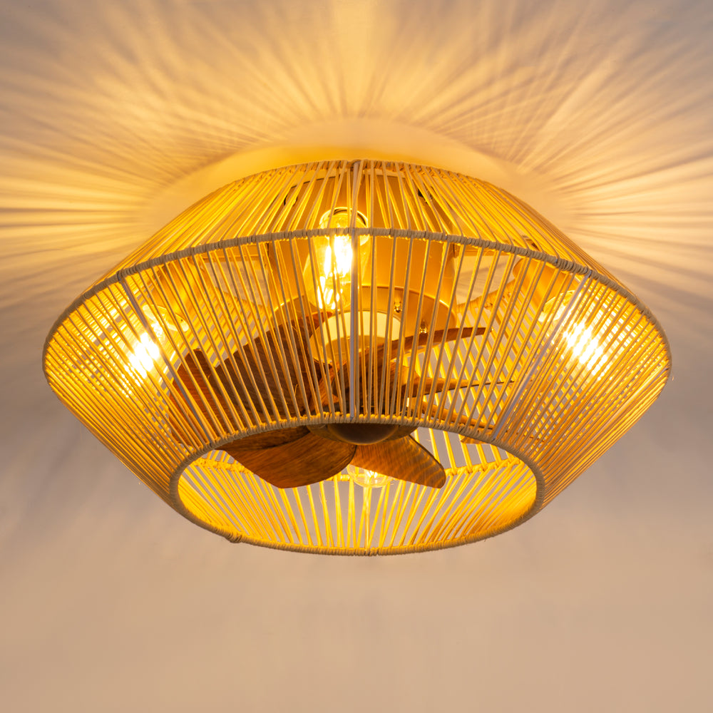 19-in Boho Flush Mount Ceiling Fans with Light Remote Flush Mount(7-Blade)