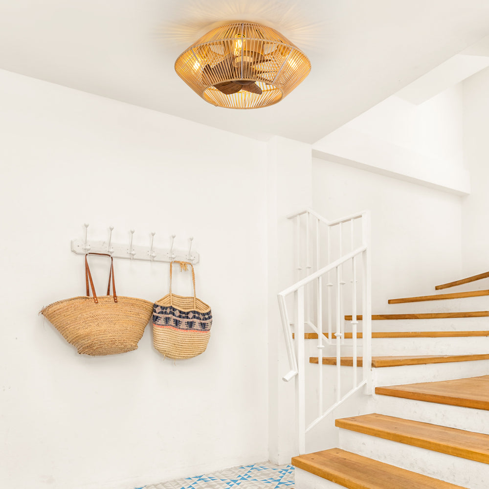19-in Boho Flush Mount Ceiling Fans with Light Remote Flush Mount(7-Blade)