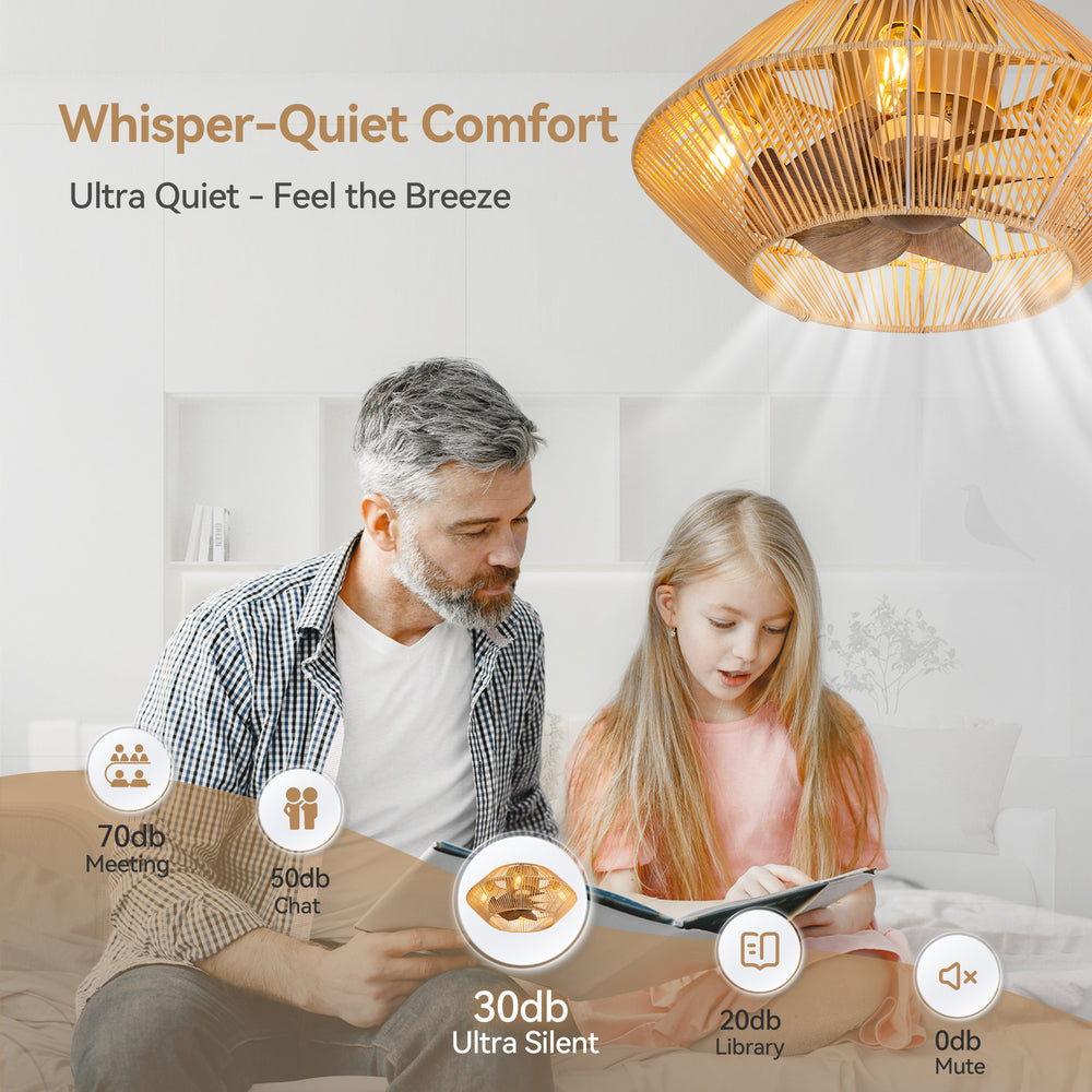 19-in Boho Flush Mount Ceiling Fans with Light Remote Flush Mount(7-Blade)