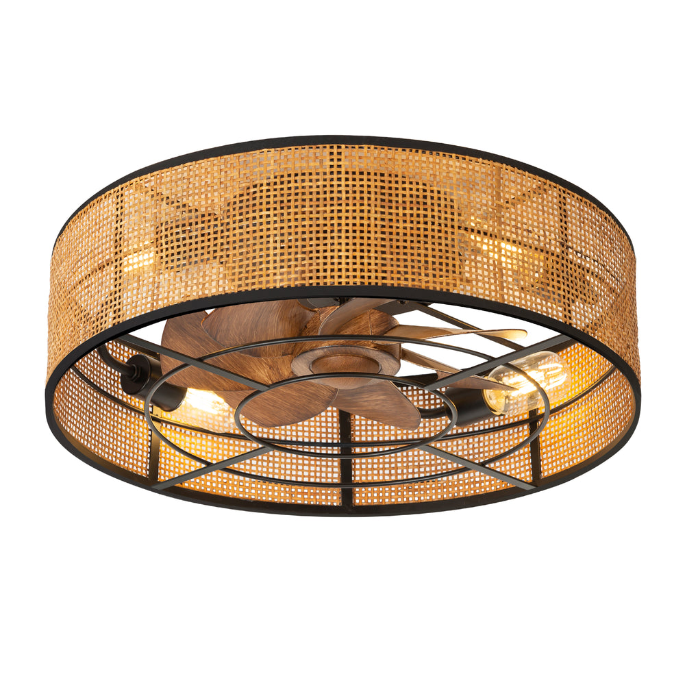 19-in Boho Flush Mount Ceiling Fans with Light Remote Flush Mount(7-Blade)