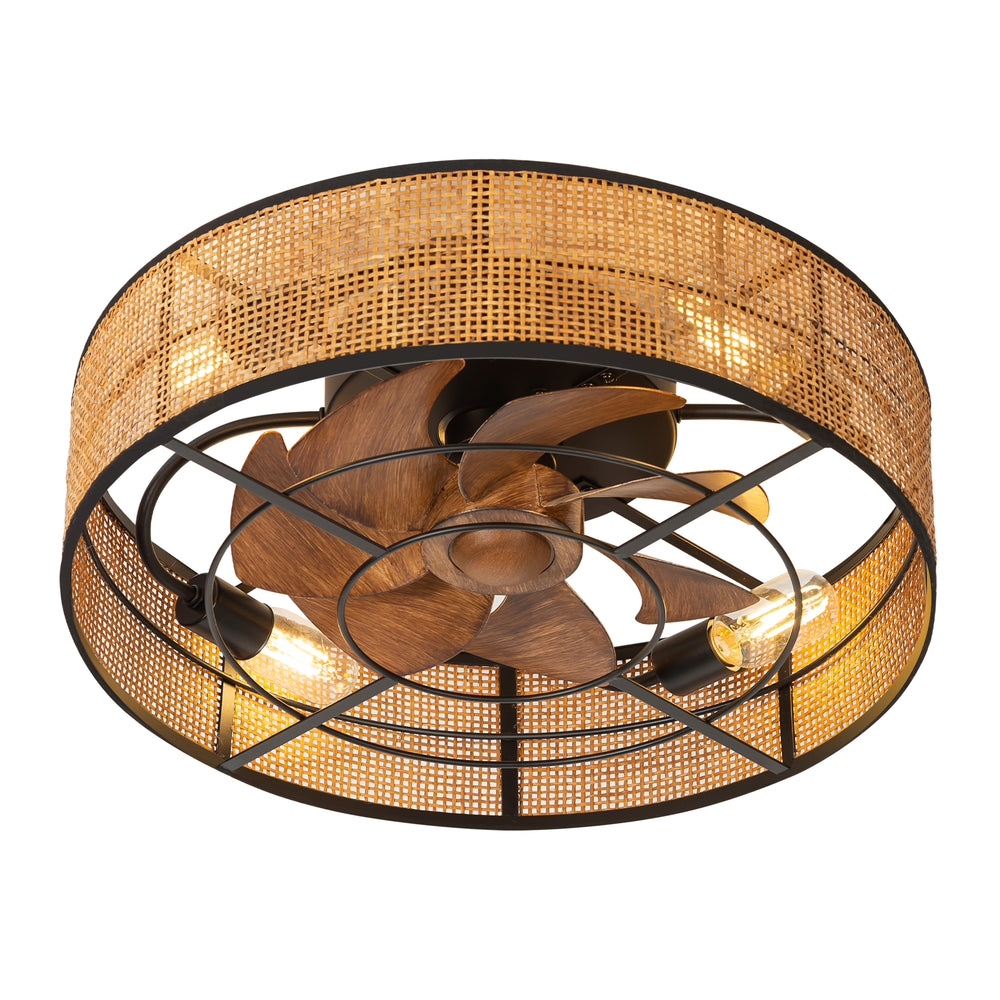 19-in Boho Flush Mount Ceiling Fans with Light Remote Flush Mount(7-Blade)
