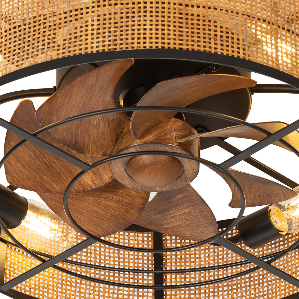 19-in Boho Flush Mount Ceiling Fans with Light Remote Flush Mount(7-Blade)