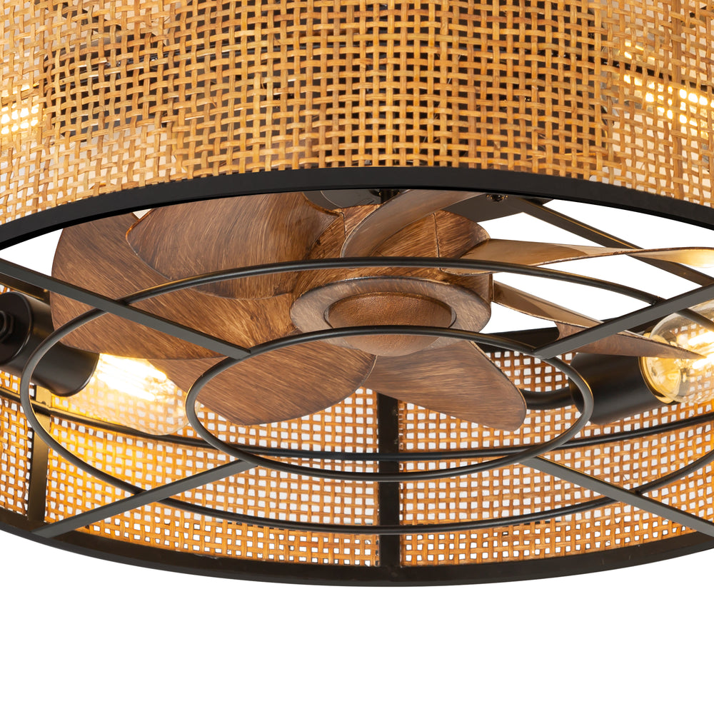 19-in Boho Flush Mount Ceiling Fans with Light Remote Flush Mount(7-Blade)