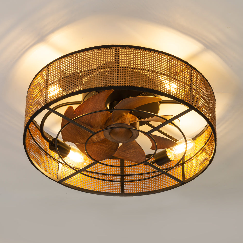 19-in Boho Flush Mount Ceiling Fans with Light Remote Flush Mount(7-Blade)