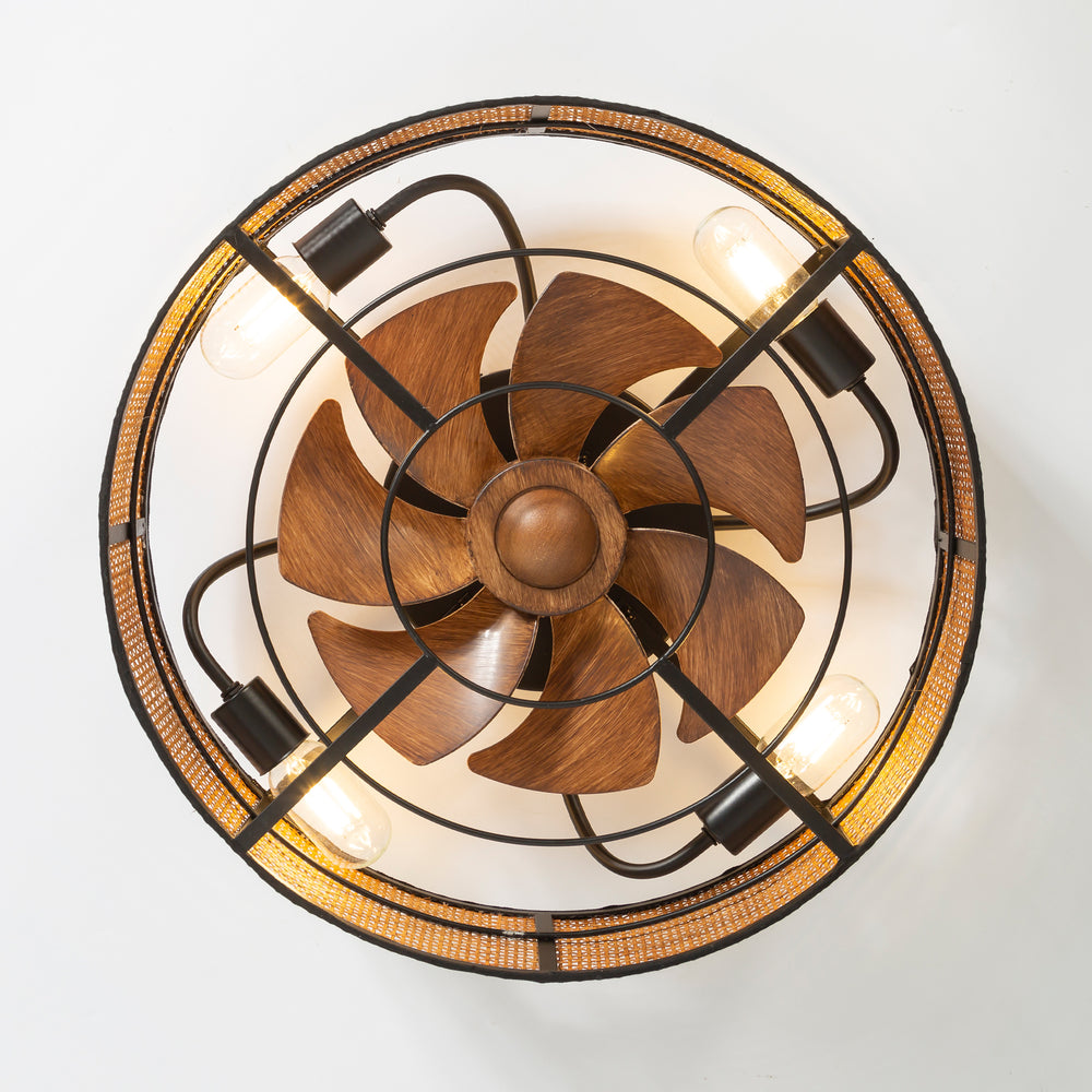 19-in Boho Flush Mount Ceiling Fans with Light Remote Flush Mount(7-Blade)