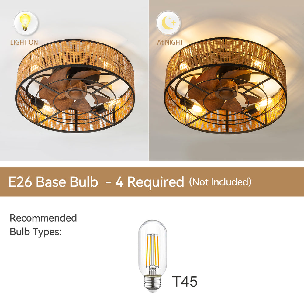 19-in Boho Flush Mount Ceiling Fans with Light Remote Flush Mount(7-Blade)