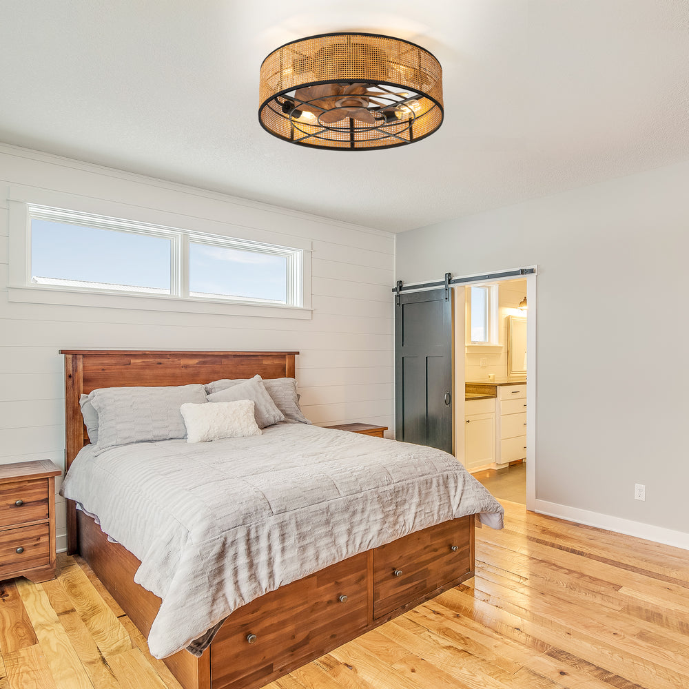 19-in Boho Flush Mount Ceiling Fans with Light Remote Flush Mount(7-Blade)