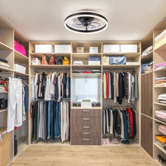 Black Caged Ceiling Fan with LED Light, 20/23 Inch Flush Mount Low-Profile Fan with 6/7 Blades, Quiet DC Motor and Remote Control, Dimmable Light with Memory, Modern Indoor Ceiling Fan for Bedrooms, Living Rooms, Kitchens, and Dining Areas