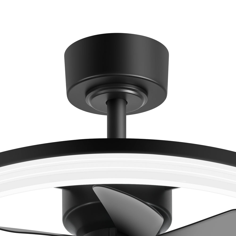 Black Caged Ceiling Fan with LED Light, 20/23 Inch Downrod-Mount Indoor Fan with 6/7 Blades, Quiet DC Motor, Dimmable LED with Memory, Remote Control, Modern Ceiling Fan for Bedroom, Living Room, Kitchen, Dining Room