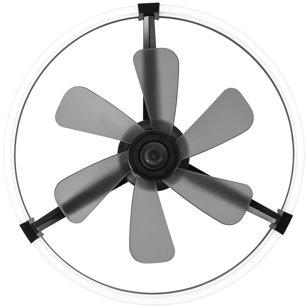 Black Caged Ceiling Fan with LED Light, 20/23 Inch Downrod-Mount Indoor Fan with 6/7 Blades, Quiet DC Motor, Dimmable LED with Memory, Remote Control, Modern Ceiling Fan for Bedroom, Living Room, Kitchen, Dining Room