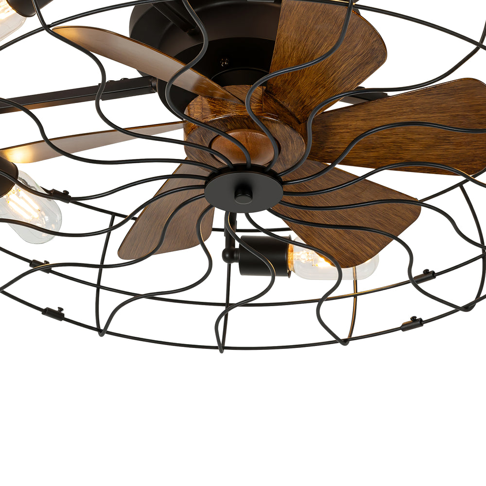 18.5/23.6-inch Caged Ceiling Fan with Light and Remote, Low