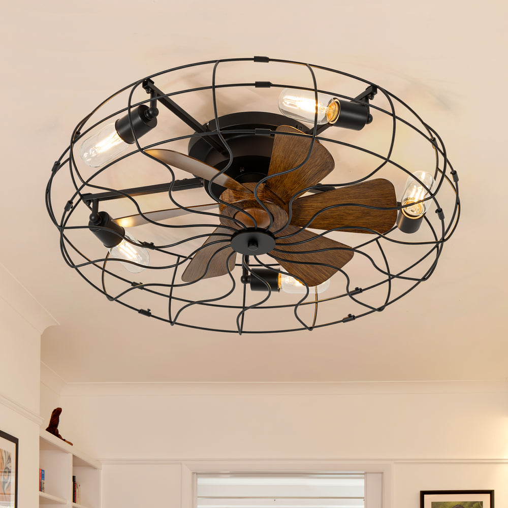 18.5/23.6-inch Caged Ceiling Fan with Light and Remote, Low