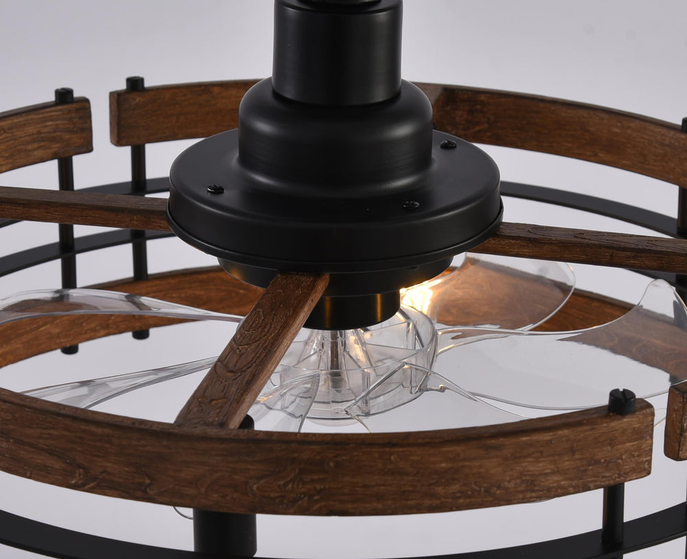20-in Caged Ceiling Fan with Light, Bladeless Industrial Ceiling Fan with Remote, Vintage Rustic Fan Lights Ceiling Fixtures for Kitchen, Farmhouse, Bedroom,6 Speed,2/4/8h Timing