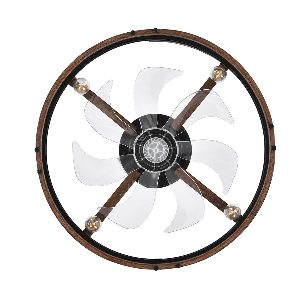 20-in Caged Ceiling Fan with Light, Bladeless Industrial Ceiling Fan with Remote, Vintage Rustic Fan Lights Ceiling Fixtures for Kitchen, Farmhouse, Bedroom,6 Speed,2/4/8h Timing