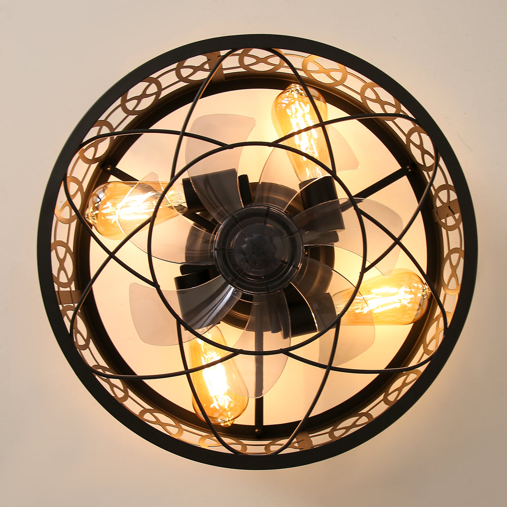 16.5-inch Caged Ceiling Fan with Light and Remote(7-Blade)