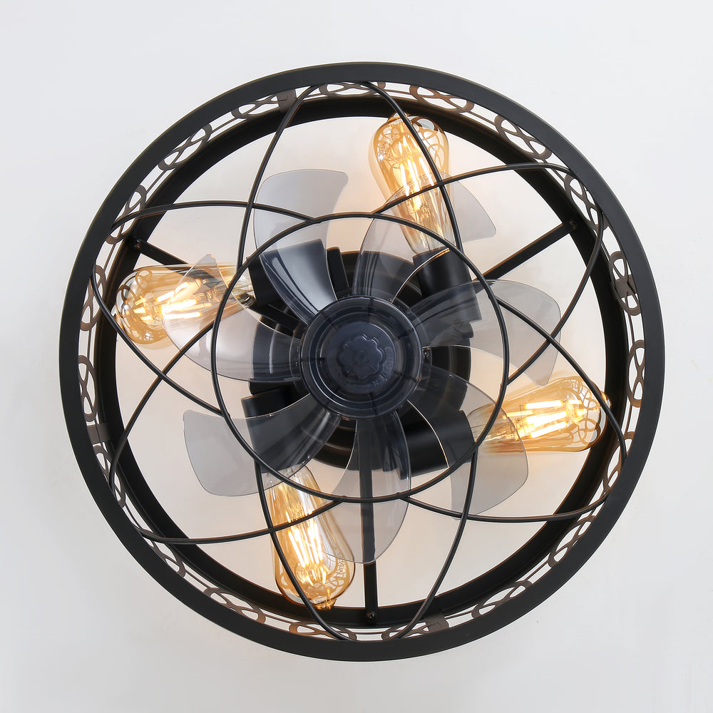 16.5-inch Caged Ceiling Fan with Light and Remote(7-Blade)