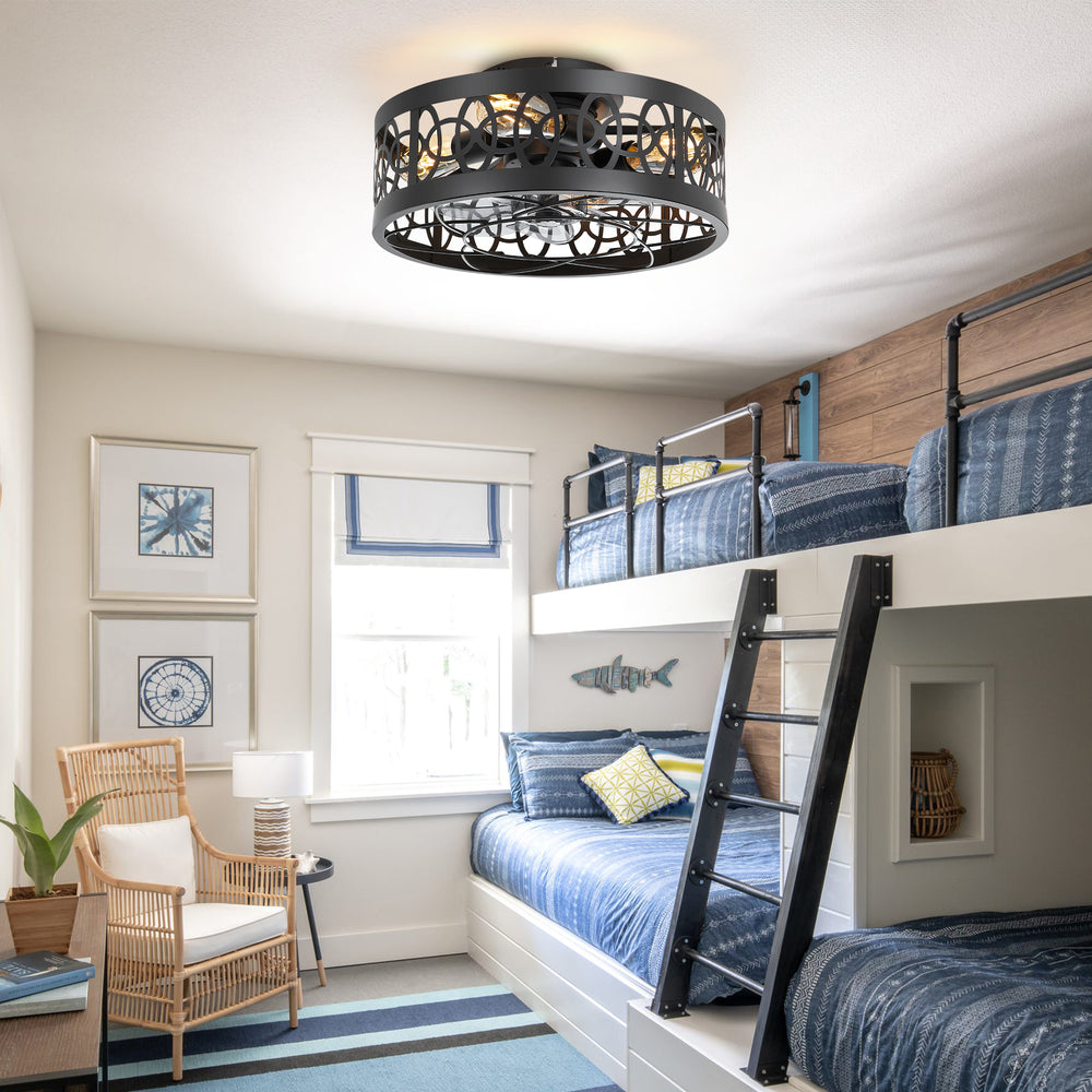 16.5-inch Caged Ceiling Fan with Light and Remote(7-Blade)