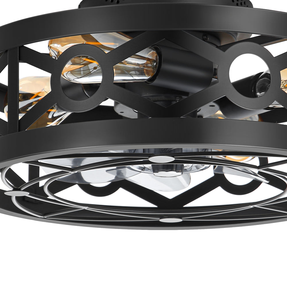 16.5-Inch Small Caged Ceiling Fans with Lights and Remote Control, Flush Mount Low Profile Ceiling Fan with DC Motor, Modern Ceiling Fan Light Chandelier, Bulbs Not Included