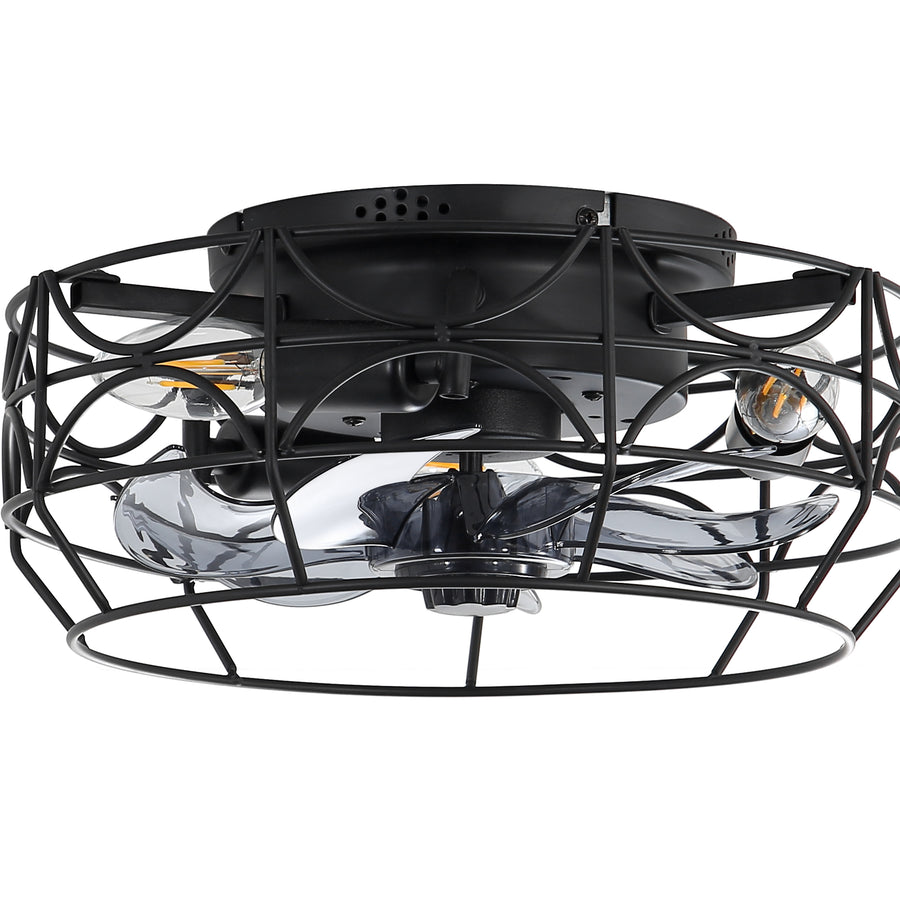 Torora 12.5-Inch Small Caged Flush Mount Ceiling Fan With Light