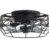 12.5-Inch Flush Mount Small Caged Ceiling Fans with Lights, Modern Bladeless Ceiling Fans Remote Control, DC Motor, 6-Speed, Timer, Enclosed Ceiling Fan Light for Bedroom