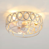 12.5-inch Flush Mount Caged Ceiling Fan with Lights Low Profile Industrial Enclosed Ceiling Fan with Remote