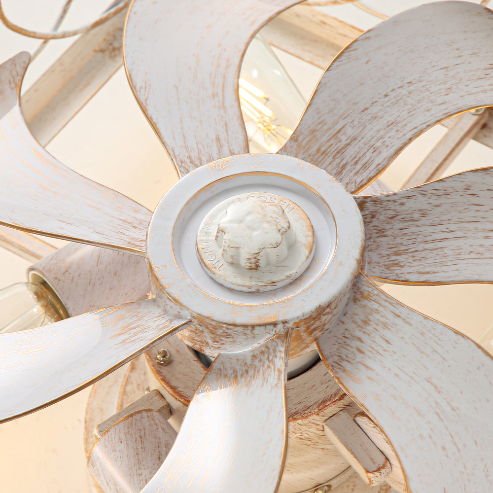 15.8 inch Caged Flush Mount Ceiling Fans with Lights and Remote, Modern Square Low Profile Ceiling Fan, Small Farmhouse Bladeless Ceiling Fan for Bedroom, Kitchen, Indoor
