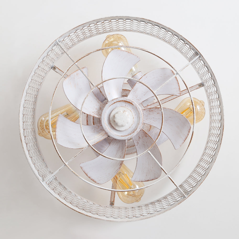12.5 Inch Flush Mount Caged Ceiling Fan with Light and Remote, DC Motor, 6-Speed, Timer, Modern Low Profile Enclosed Ceiling Fan for Bedroom, Bulbs Not Included