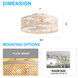12.5 Inch Flush Mount Caged Ceiling Fan with Light and Remote, DC Motor, 6-Speed, Timer, Modern Low Profile Enclosed Ceiling Fan for Bedroom, Bulbs Not Included
