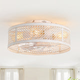 12.5 Inch Flush Mount Caged Ceiling Fan with Light and Remote, DC Motor, 6-Speed, Timer, Modern Low Profile Enclosed Ceiling Fan for Bedroom, Bulbs Not Included
